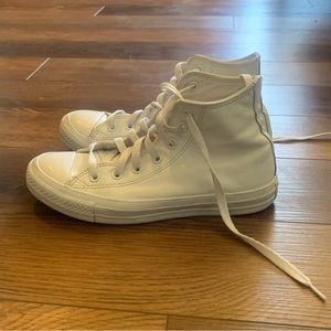 White Leather High Top Converse